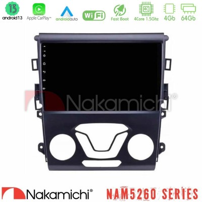 Nakamichi NAM5260 Series 4Core Android13 4+64GB Ford Mondeo 2014-2017 Navigation Multimedia Tablet 9