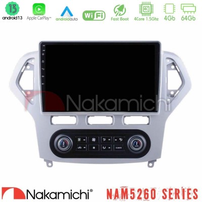Nakamichi NAM5260 Series 4Core Android13 4+64GB Ford Mondeo 2007-2011 (Auto A/C) Navigation Multimedia Tablet 10