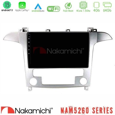 Nakamichi NAM5260 Series Ford S-Max 2006-2012 4Core Android13 4+64GB Navigation Multimedia Tablet 9