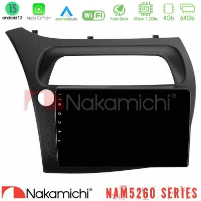 Nakamichi NAM5260 Series 4Core Android13 4+64GB Honda CiviC Hatchback 2006-2011 Navigation Multimedia Tablet 9