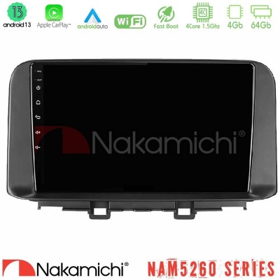 Nakamichi NAM5260 Series 4Core Android13 4+64GB Hyundai Kona 2018-2023 Navigation Multimedia Tablet 10