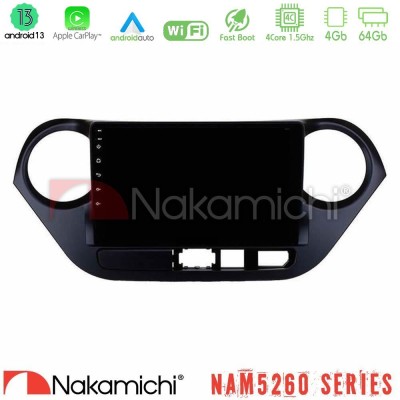 Nakamichi NAM5260 Series 4Core Android13 4+64GB Hyundai i10 2014-2020 Navigation Multimedia Tablet 9