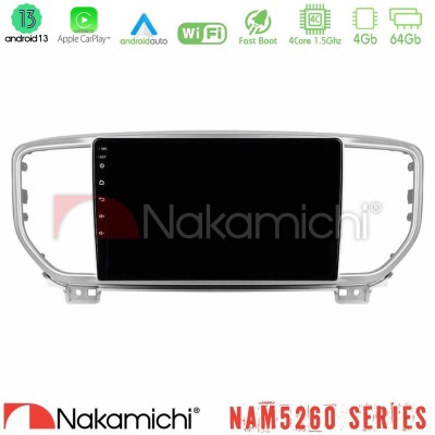 Nakamichi NAM5260 Series 4Core Android13 4+64GB Kia Sportage 2018-2021 Navigation Multimedia Tablet 9