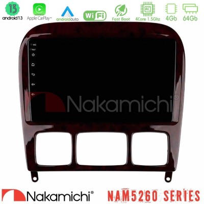 Nakamichi NAM5260 Series 4Core Android13 4+64GB Mercedes S Class 1999-2004 (W220) Navigation Multimedia Tablet 9