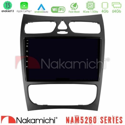 Nakamichi NAM5260 Series 4Core Android13 4+64GB Mercedes CLK Class W209 2000-2004 Navigation Multimedia Tablet 9