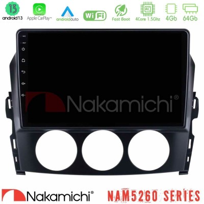 Nakamichi NAM5260 Series 4Core Android13 4+64GB Mazda MX-5 2006-2008 Navigation Multimedia Tablet 9