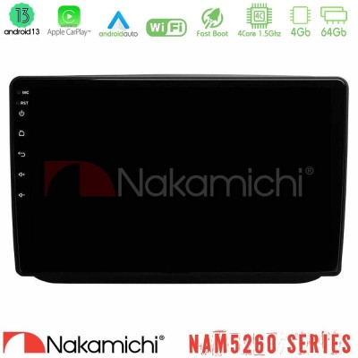 Nakamichi NAM5260 Series 4Core Android13 4+64GB Skoda Fabia 2007-2014 Navigation Multimedia Tablet 10