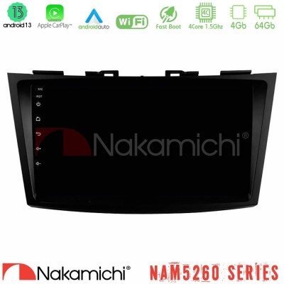 Nakamichi NAM5260 Series 4Core Android13 4+64GB Suzuki Swift 2011-2016 Navigation Multimedia Tablet 9