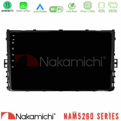 Nakamichi NAM5260 Series 4Core Android13 4+64GB VW MQB 2017-> Navigation Multimedia Tablet 9