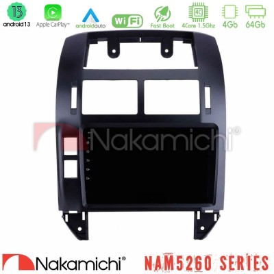 Nakamichi NAM5260 Series 4Core Android13 4+64GB VW Polo 2002-2009 Navigation Multimedia Tablet 9