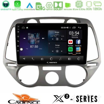 Cadence X2 Series 8Core Android14 6+128GB  Hyundai i20 2009-2012 Manual A/C Navigation Multimedia Tablet 9