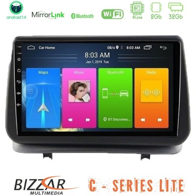Bizzar C Series Lite 4Core Android14 2+32GB  Renault Clio 2005-2012 Navigation Multimedia Tablet 9