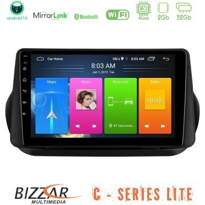 Bizzar C Series Lite 4Core Android14 2+32GB  Fiat Fiorino/Citroen Nemo/Peugeot Bipper Navigation Multimedia Tablet 10