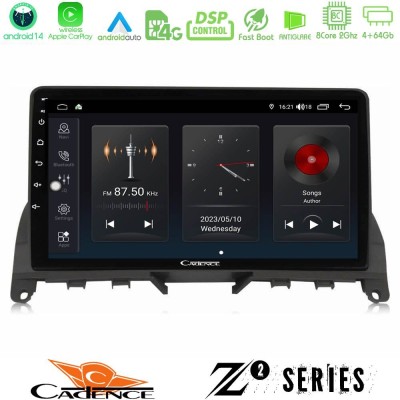 Cadence Z2 Series 8Core Android14 4+64GB  Mercedes C Class W204 Navigation Multimedia Tablet 9