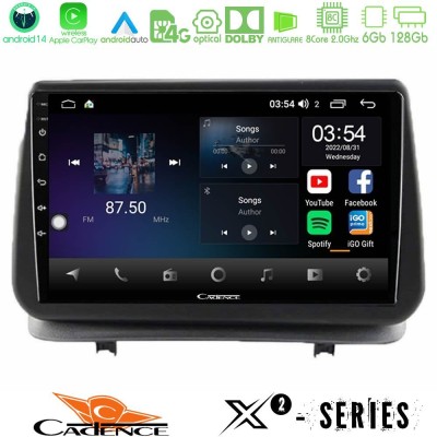 Cadence X2 Series 8Core Android14 6+128GB  Renault Clio 2005-2012 Navigation Multimedia Tablet 9