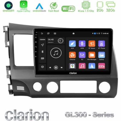 Clarion GL300 Series 4Core Android11 2+32GB Honda Civic 2006-2011 Navigation Multimedia Tablet 10