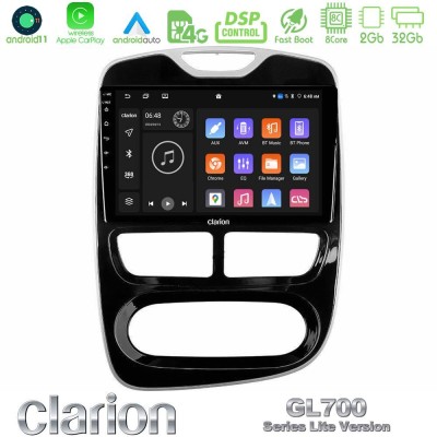 Clarion GL700 Lite Series 8Core Android11 2+32GB Renault Clio 2012-2016 Navigation Multimedia Tablet 9