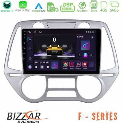 Bizzar F Series 8Core Android14 4+64GB  Hyundai i20 2009-2012 Auto A/C Navigation Multimedia Tablet 9