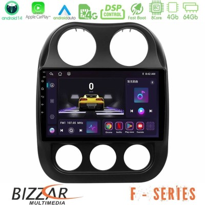Bizzar F Series 8Core Android14 4+64GB  Jeep Compass 2012-2016 Navigation Multimedia Tablet 9