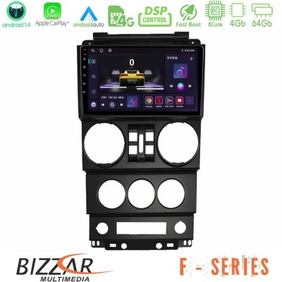 Bizzar F Series 8Core Android14 4+64GB  Jeep Wrangler 2008-2010 Navigation Multimedia Tablet 9
