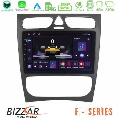 Bizzar F Series 8Core Android14 4+64GB  Mercedes C Class (W203) Navigation Multimedia Tablet 9