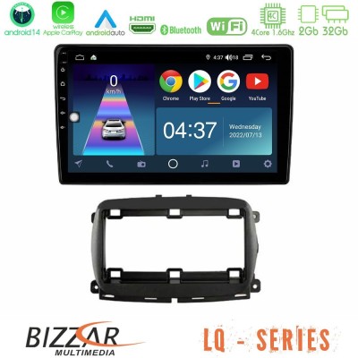 Bizzar LQ Series 4Core Android14 2+32GB  Fiat 500 2016> Navigation Multimedia Tablet 9