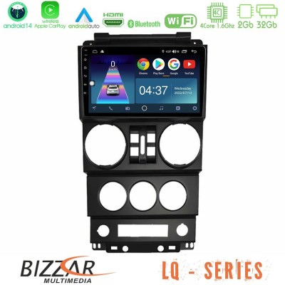Bizzar LQ Series 4Core Android14 2+32GB Jeep Wrangler 2008-2010 Navigation Multimedia Tablet 9