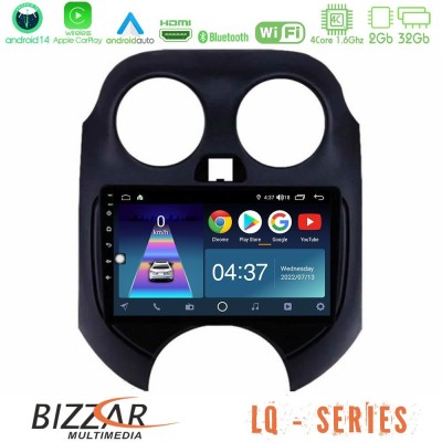Bizzar LQ Series 4Core Android14 2+32GB Nissan Micra 2011-2014 Navigation Multimedia Tablet 9