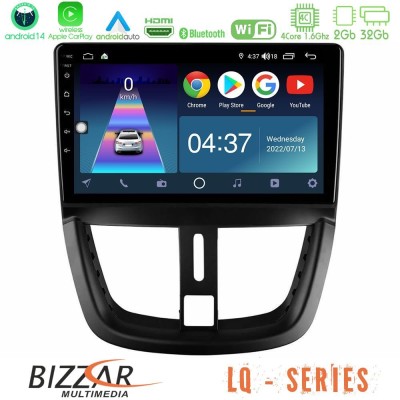 Bizzar LQ Series 4Core Android14 2+32GB Peugeot 207 Navigation Multimedia Tablet 9