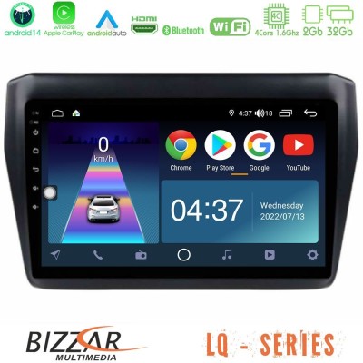 Bizzar LQ Series 4Core Android14 2+32GB Suzuki Swift 2017-2023 Navigation Multimedia Tablet 9