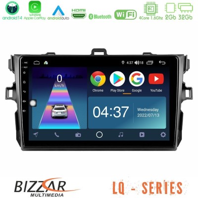 Bizzar LQ Series 4Core Android14 2+32GB Toyota Corolla 2007-2012 Navigation Multimedia Tablet 9