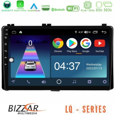 Bizzar LQ Series 4Core Android14 2+32GB Toyota Corolla/Auris 2017-2019  Navigation Multimedia Tablet 9
