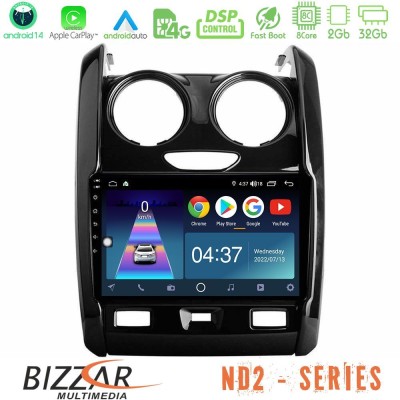 Bizzar ND2 Series 8Core Android14 2+32GB  Dacia Duster 2014-2018 Navigation Multimedia Tablet 9