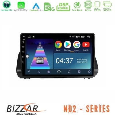 Bizzar ND2 Series 8Core Android14 2+32GB Dacia Sandero/Logan/Jogger 2022-> Navigation Multimedia Tablet 9