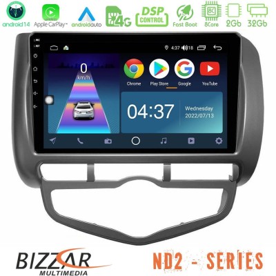 Bizzar ND2 Series 8Core Android14 2+32GB  Honda Jazz 2002-2008 (Auto A/C) Navigation Multimedia Tablet 9