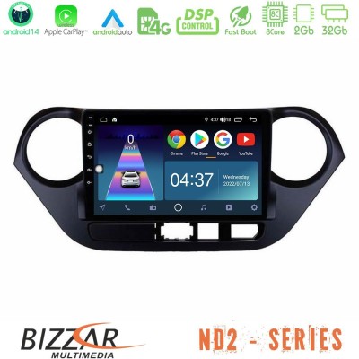Bizzar ND2 Series 8Core Android14 2+32GB  Hyundai i10 2014-2020 Navigation Multimedia Tablet 9