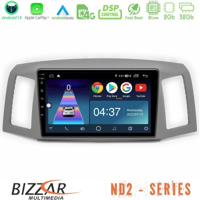 Bizzar ND2 Series 8Core Android14 2+32GB  Jeep Grand Cherokee 2005-2007 Navigation Multimedia Tablet 10