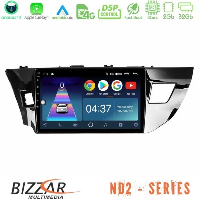 Bizzar ND2 Series 8Core Android14 2+32GB  Toyota Corolla 2014-2016 Navigation Multimedia Tablet 9