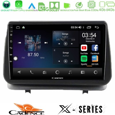 Cadence X Series Renault Clio 2005-2012 8core Android 14 4+64GB Navigation Multimedia Tablet 9
