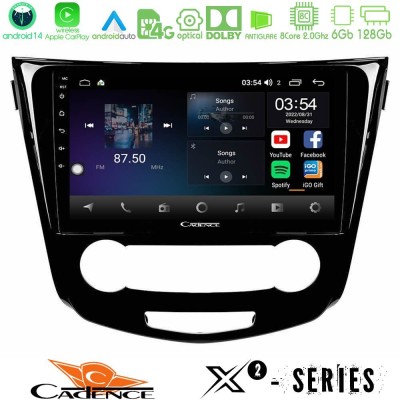 Cadence X2 Series 8Core Android14 6+128GB  Nissan Qashqai J11 (Manual A/C) Navigation Multimedia Tablet 10