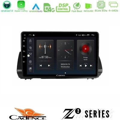Cadence Z2 Series 8Core Android14 4+64GB Dacia Sandero/Logan/Jogger 2022-> Navigation Multimedia Tablet 9