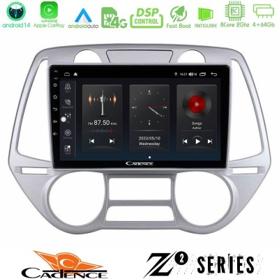 Cadence Z2 Series 8Core Android14 4+64GB  Hyundai i20 2009-2012 Auto A/C Navigation Multimedia Tablet 9