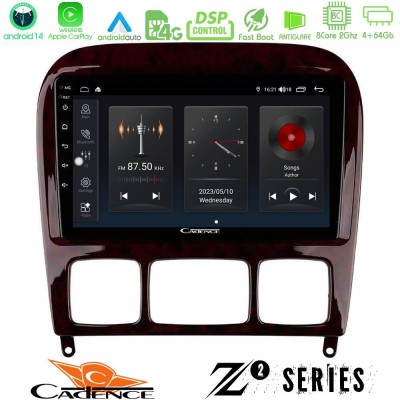 Cadence Z2 Series 8Core Android14 4+64GB  Mercedes S Class 1999-2004 (W220) Navigation Multimedia Tablet 9