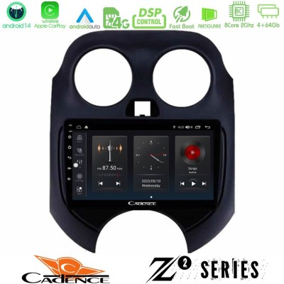 Cadence Z2 Series 8Core Android14 4+64GB  Nissan Micra 2011-2014 Navigation Multimedia Tablet 9