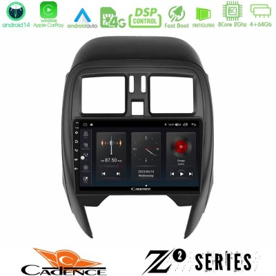 Cadence Z2 Series 8Core Android14 4+64GB  Nissan Micra 2013-2016 Navigation Multimedia Tablet 9