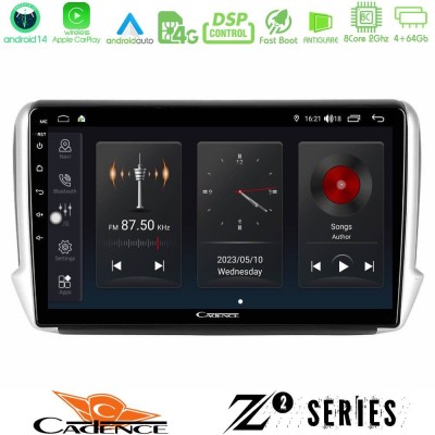 Cadence Z2 Series 8Core Android14 4+64GB  Peugeot 208/2008 Navigation Multimedia Tablet 10