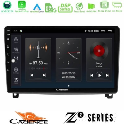 Cadence Z2 Series 8Core Android14 4+64GB  Peugeot 407 Navigation Multimedia Tablet 9