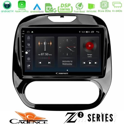 Cadence Z2 Series 8Core Android14 4+64GB  Renault Captur 2013-2019 (Manual AC) Navigation Multimedia Tablet 9