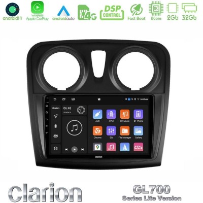 Clarion GL700 Lite Series 8Core Android11 2+32GB Dacia Dokker 2014-2021 Navigation Multimedia Tablet 9