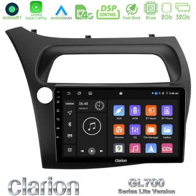 Clarion GL700 Lite Series 8Core Android11 2+32GB Honda CiviC Hatchback 2006-2011 Navigation Multimedia Tablet 9